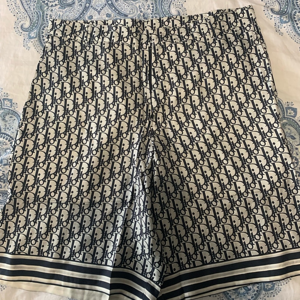 Dior Silk Shorts Authentic size 52 Large Blue Oblique Dior (NEW)NeverWorn